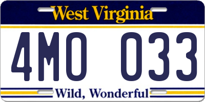 WV license plate 4MO033