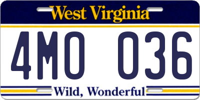 WV license plate 4MO036