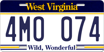 WV license plate 4MO074