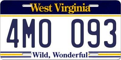 WV license plate 4MO093