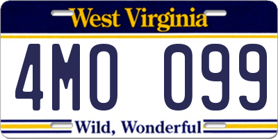 WV license plate 4MO099
