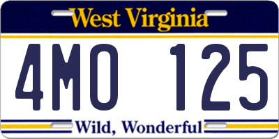 WV license plate 4MO125