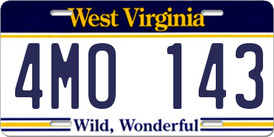 WV license plate 4MO143