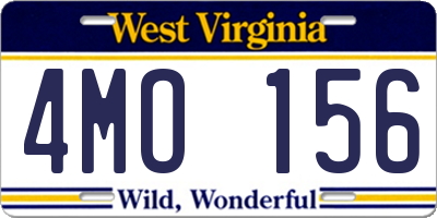 WV license plate 4MO156