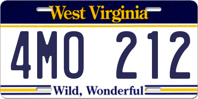 WV license plate 4MO212