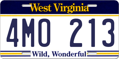 WV license plate 4MO213