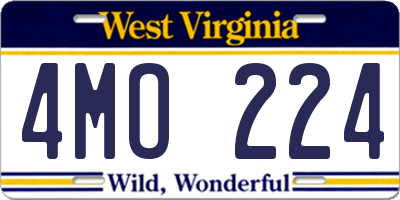 WV license plate 4MO224