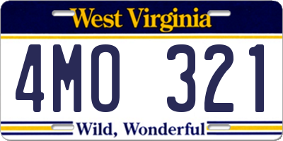 WV license plate 4MO321