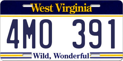 WV license plate 4MO391