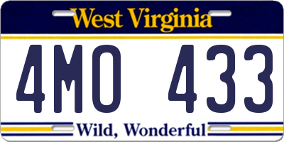 WV license plate 4MO433