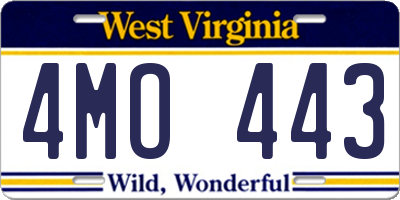 WV license plate 4MO443