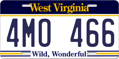 WV license plate 4MO466
