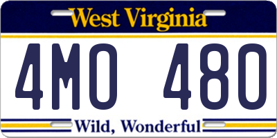 WV license plate 4MO480