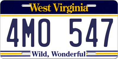 WV license plate 4MO547