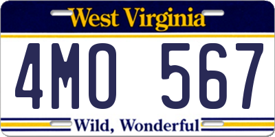 WV license plate 4MO567
