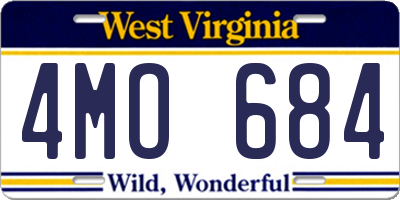 WV license plate 4MO684