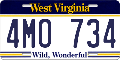 WV license plate 4MO734