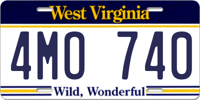 WV license plate 4MO740