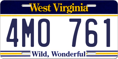 WV license plate 4MO761