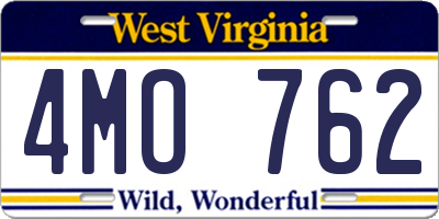WV license plate 4MO762
