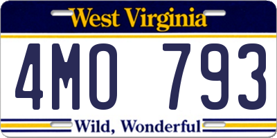 WV license plate 4MO793