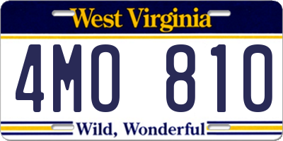 WV license plate 4MO810