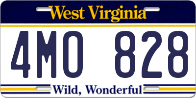 WV license plate 4MO828