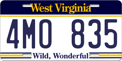 WV license plate 4MO835