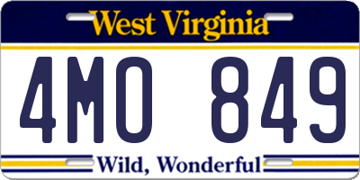 WV license plate 4MO849