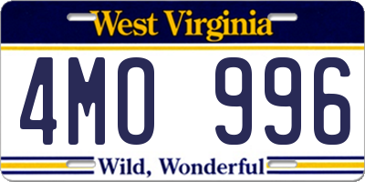 WV license plate 4MO996