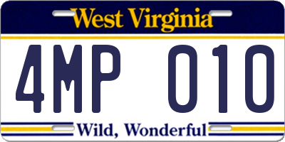 WV license plate 4MP010