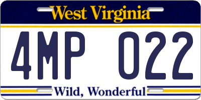 WV license plate 4MP022