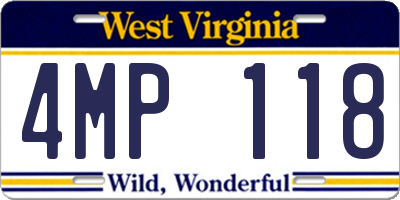 WV license plate 4MP118