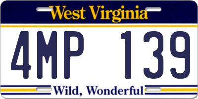 WV license plate 4MP139