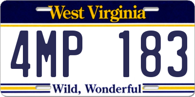 WV license plate 4MP183