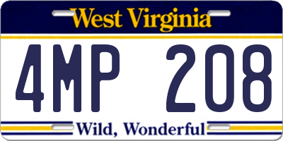 WV license plate 4MP208