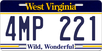 WV license plate 4MP221