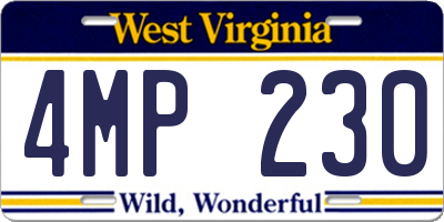 WV license plate 4MP230