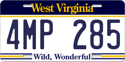 WV license plate 4MP285