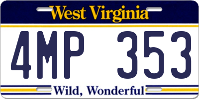 WV license plate 4MP353