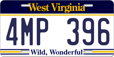 WV license plate 4MP396