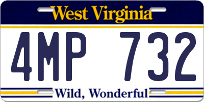 WV license plate 4MP732