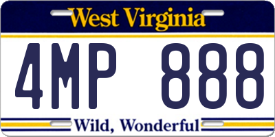 WV license plate 4MP888