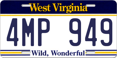 WV license plate 4MP949
