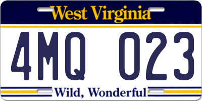 WV license plate 4MQ023