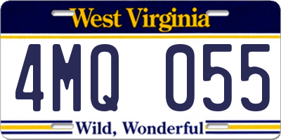 WV license plate 4MQ055