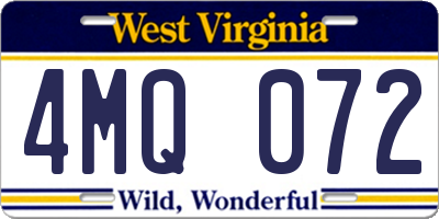 WV license plate 4MQ072