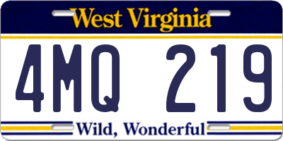WV license plate 4MQ219