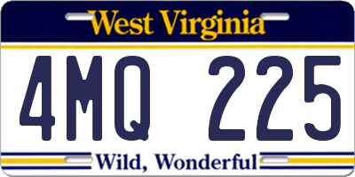 WV license plate 4MQ225