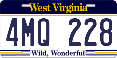 WV license plate 4MQ228
